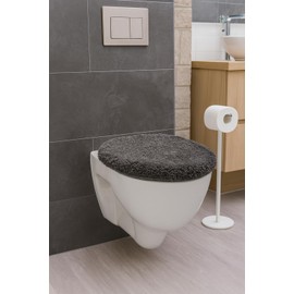 Brandsseller Toilet Lid Cover 38 x 48 cm Cut-Out Made of Soft Microfibre Fabric Toilet Seat Cover for Optimal Comfort and Style Grey