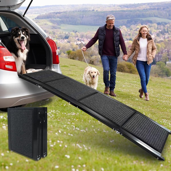 VEICK Dog Ramp for Car, Folding Portable Pet Stair Ramp