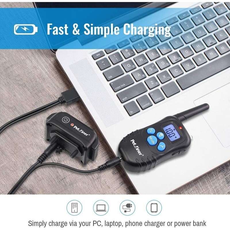 Petrainer 2Pcs Dog Shock Training Collar Rechargeable with LCD Remote