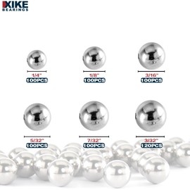 XIKE 620PCS Stainless Steel Balls, Assortment Kit Precision Bearing Steel Balls Kit with Tweezer Storage Box,1/4" 1/8" 3/16" 5/32" 7/32" 3/32" (6 Sizes)