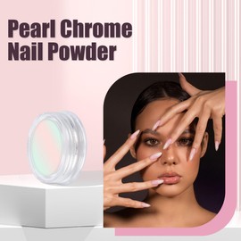 Artdone 8 Jars Chrome Nail Powder Magic White Pearl Kit Mirror Effect Silver Metallic Holographic Dip Nail Powder For Resin Craft & Nail Art Fimo, Decoration Iridescent Aurora Mermaid Pigment