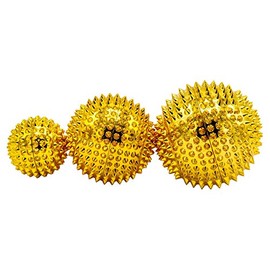 Magnetic Acupuncture Massage Balls, Set of 3 x 2, Approx. 32 mm Diameter, 45 mm Diameter, 55 mm Diameter (Gold, 32 mm Diameter, 45 mm Diameter, 55 mm Diameter)