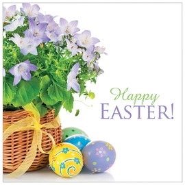 Easter Cards - Basket and eggs, pack of 5, with white envelopes and greeting inside. Easter cards for all the family, by Just Cards Direct