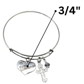 Needzo First Communion Bracelet, Charm Baptism Jewelry Gift, One Size Fits Most