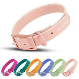 Wisedog Waterproof Dog Collar: Multiple Adjust 7" to 23.6", Soft Rubber Coated Webbing, Easy to Clean, for Small Medium Large Dogs (S|8.5"-12.5" × 4/5 in, Gossamer Pink)