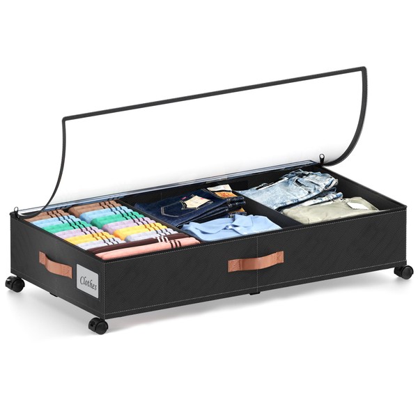 DGFCK Under Bed Storage with Wheels, 1-Pack Under Bed Storage