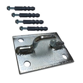 Soporte 4x3'' para Costal de Boxeo, Hamaca Crossfit y Uso Rudo Gancho | Placa de Acero Galvanizado con Argolla 3/8” | Ideal para Velarias, Malla Sombras y Tensores | 24tarpp 3X4 TAQ