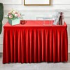 Mantel ajustable de terciopelo rojo para mesas rectangulares, resistente a