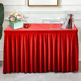Mantel ajustable de terciopelo rojo para mesas rectangulares, resistente a las arrugas, para bodas, banquetes, fiestas (55 x 24 pulgadas)
