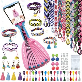 ASTNIC Friendship Bracelet Making kit, Bracelet Making Kit Phone Holder Braiding Maker with 35 Bundles 19 Colors Thread,DIY Arts and Crafts Bracelet Kit for Christmas Birthday Gifts