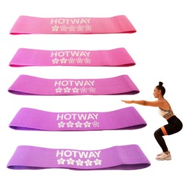 HOTWAY Resistance Band Set - Non Slip Fabric Exercise Bands to Workout Glutes, Thighs & Legs - 5 Levels Booty Squat Bands Loop for Men/Women (Purple)