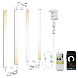 4pcs 30 cm Bar LED Cabinet Light Installation Kit with Remote Control Under-Unit Light Colour-Changing Dimmable Brightness with Echo Alexa Echo Google Home (4 Pieces CCT 2700K-6500K Cabinet Light)