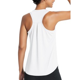 BALEAF Women's Workout Tank Top Racerback Tops Sleeveless Running Shirts Loose Fit Yoga Athletic Gym Sports White M