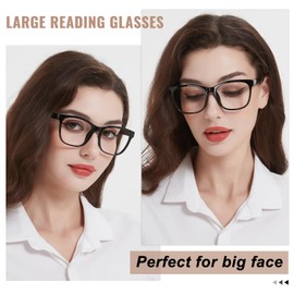 OCCI CHIARI Reading Glasses Women 2.0 Designer Oversized Readers 1.0 1.25 1.50 1.75 2.0 2.25 2.50 2.75 3.0 3.5(Black,2.0)