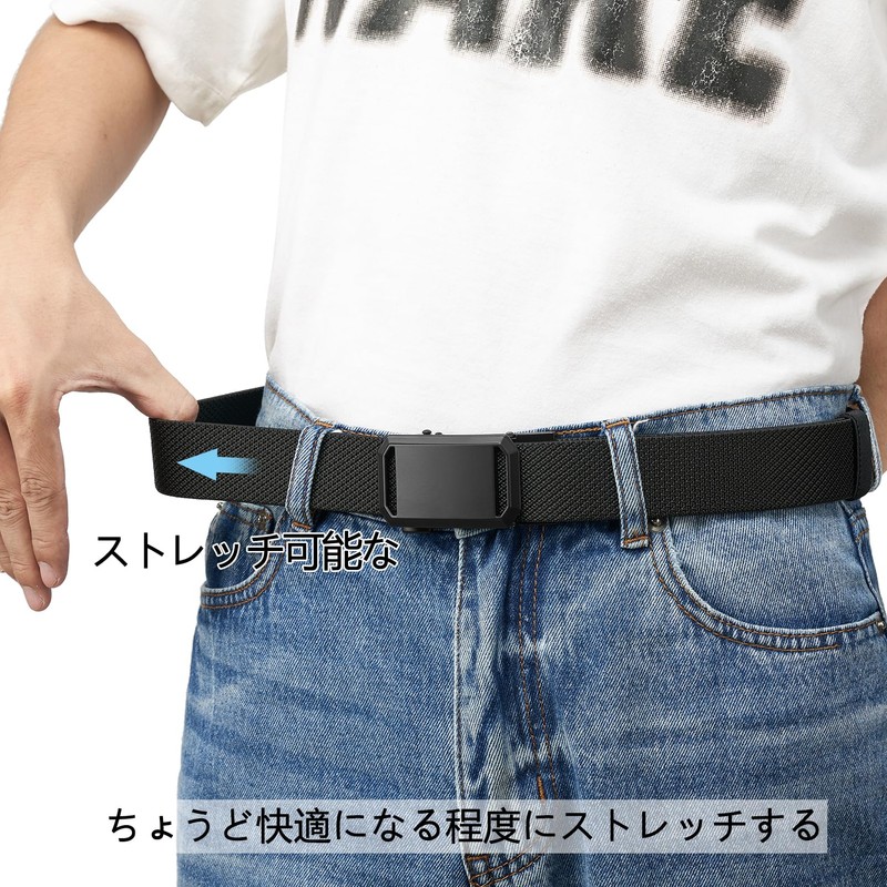 [LionVII] Men's Belt, Extendable, Auto Lock, Nylon Belt, Work, Sports,