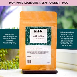 NEEM Sunita Passi - 100% Pure Ayurvedic Neem Powder, 100g - Multi-Use Powder for Skincare, Haircare, Healthy Gut & Improved Digestion - Ayurveda Products