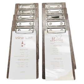 Olbia 10-Pack Wood Check Presenters for Restaurants, Server Book, Menu Holder for Cafes, Wooden Clip Board, Cute Waitress Book Organizer, Server Note Pads, Guest Check Book 8" x 4" (Gray Wood)