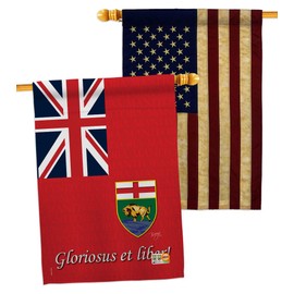 Manitoba House Flags Pack Regional Canada Provinces Canadian Territories Region Country Particular Area USA Vintage Applique Small Decorative Gift Yard Banner Double-Sided Made In 28 X 40