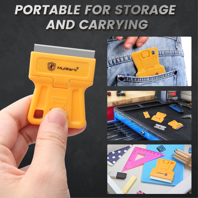 MulWark Razor Blade Tool Set, 8-Pack Mini Plastic Scrapers with