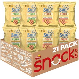 SunChips Fiber Whole Grain and Black Bean Snacks, 2 Flavor Variety Pack, 1 oz Bags, (21 Pack), 3g Fiber, No Artificial Flavors, No Colors from Artificial Sources