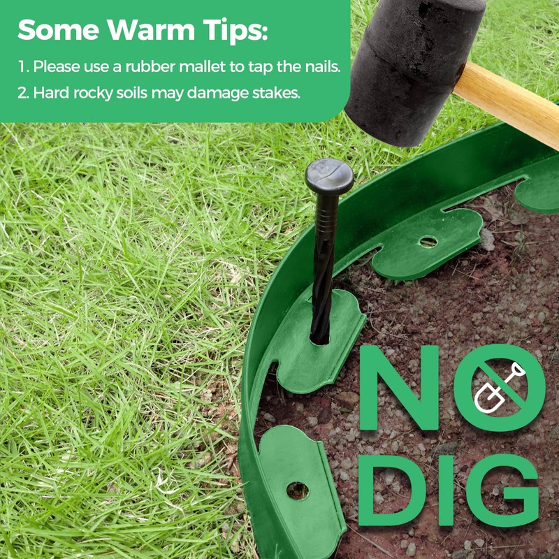 2-Inch x 100 FT Landscape Edging Border with 150 Stakes,