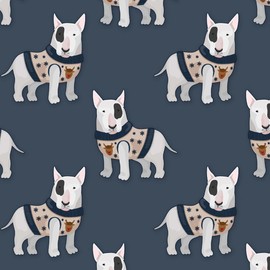Cute Bull Terrier Christmas Wrapping Paper, Premium Sweater Dog X-Mas Gift Wrap, Puppy Holiday Party Theme Decoration Decor (One 20 inch x 30 inch sheet)