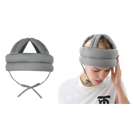 Elderly Head Protection Safety Helmet Anti Shock Hat Anti-Fall Cap Soft Breathable Sponge Hat Adjustable Elder Head Protection Hat Elderly Anti Collision Cap for Protects Head (Grey with Chin Strap)