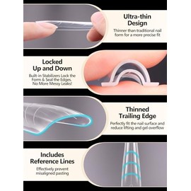 EBANKU Uñas sándwich originales de doble forma, 240 piezas de extensiones de uñas largas tipo ataúd, molde de plástico para uñas de 15 tamaños, sin ne
