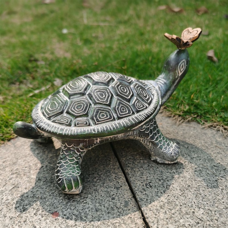 Turtle Butterfly Garden Statue Resin Fade Proof Weather Resistant Curious