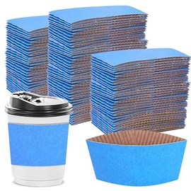 zsccxq Disposable Coffee Cup Sleeves Corrugated Kraft Paper Coffee Cup Sleeves Holder Protective Insulated Heat Espresso ForHot Drinks 8-24oz (Baby Blue, 500 Pcs)
