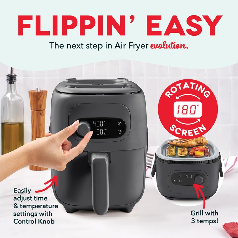 DASH Flip & Fry 2-in-1 Grill + Air Fryer, 3