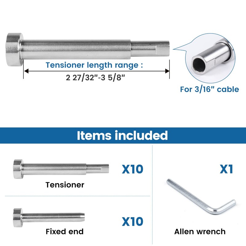 [Patent] Muzata 20 Pack 3/16" Invisible Cable Railing Kit Hardware