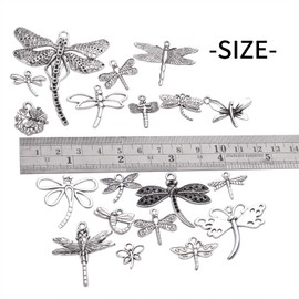 100g (About 50-80pcs) Antique Silver Dragonfly Charms Tibetan Insect Charms Pendants Craft Supplies for Bracelets Necklace Jewelry Making
