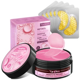 60 Pieces Pink Under Eye Patches with 5 Pieces Travel Eye Mask, 30 Pairs Undereye Mask for Dark Circles Puffy Eye Treatment, Collagen Gel Pads Moisturising for Swelling Wrinkles