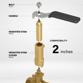 Midline Valve 5UVGZ Stem Extension for 1-1/4 in, 1-1/2 in. and 2 in. Ball Valve for Water Shutoff in Hard to Reach Applications, Brass