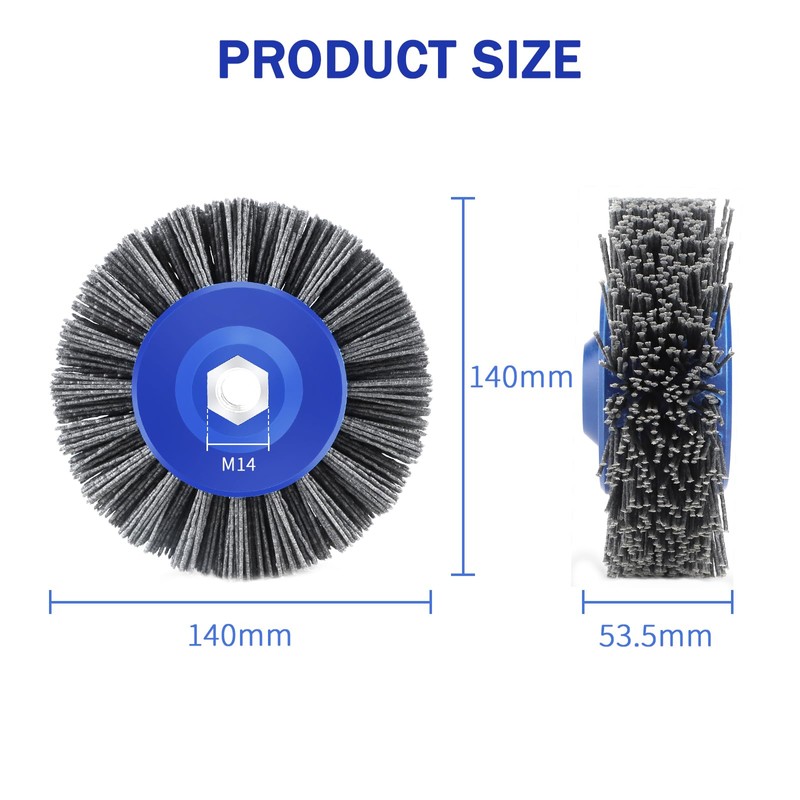 EXLECO M14 Round Brush Nylon Brush Sanding Brush for Angle