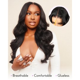 Arabella 6x6 Wear and Go Glueless Wigs Human Hair Pre Cut Lace 210% Density Lace Front Wig Human Hair 12A Real Pre Plucked Bleached Knots Body Wave Wig (20inch, 6x6 Body Wave Wig)