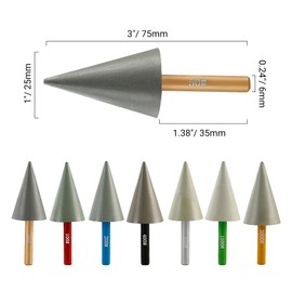 LOZLIN 7PCS Conical Diamond Grinding Bits 50-1500Grit with 6mm Shank Resin Diamond Grinding Burrs for Metal Mould Polishing Rotary Tools