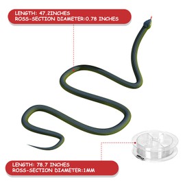 Chfory Snake Prank with String Clip, DIY Golf Snake Prank, Realistic Looking Snake Toy, Prank Prop for Teasing Friends, Rubber Snake Prank, Fake Snake Tricky Gag Gift (Dark Gray)