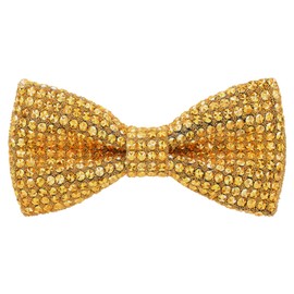 HOULIFE Rhinestone Bow Ties for Men Pre-tied Sequin Diamond Mens Women Tuxedo Bowtie with Adjustable Length for Wedding Prom (Gold)