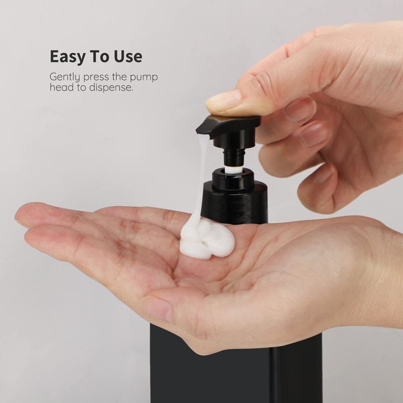Segbeauty Soap Dispenser, Black, 500 ml, Set of 4 Plastic