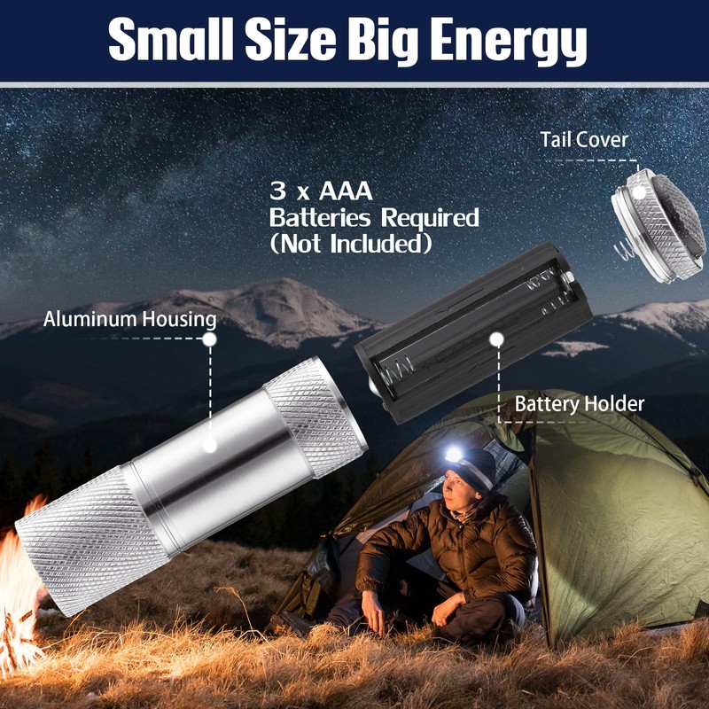 VIHOSE 20 Pcs Mini Flashlights Bulk, Bright Aluminum Handheld Flash