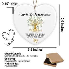 15th Anniversary Marriage Gifts for Couple Happy 15th Anniversary Ornament Keepsake Sign Heart Plaque Anniversary Romantic Couple Wedding Engagement Gifts for Her Him Wife Husband