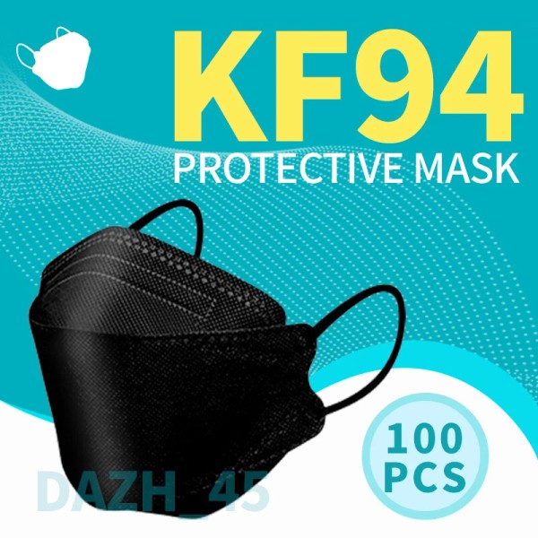 ymbuy 100PCS KF94 BLACK Face Mask Respirators Protective Dust Cover