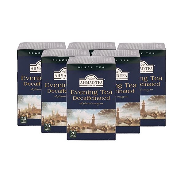 Ahmad Tea Black Tea, Decaffeinated Evening Teabags, 20 ct (Pack