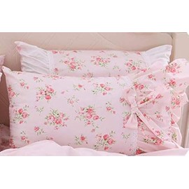 LELVA Floral Ruffle Design Throw Pillow Sham Cushion Square Decoration Pillow Shaped Sofa Bed Throw Pillows (Pillow Shams, Pink)
