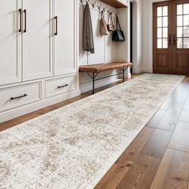 3x16 Hallway Washable Runner Rug: Machine Washable Kitchen Laundry Runner Vintage Non Slip Low-Pile Entryway Living Room Floor Mat Stain Resistance Indoor Floor Carpet for Entrance Living Room，Bridge