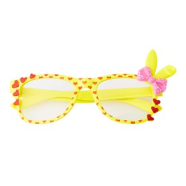 Ultra ® Cute 3D Multi Color clear lens Bunny Heart Bow Frames perfect for costumes parties Glasses gift nerds and hipsters (Yellow with pink bow)