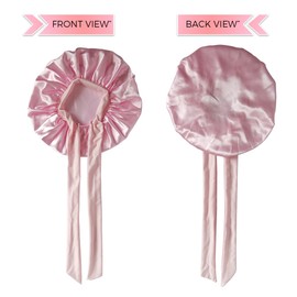 [RUNQIU] Satin Bonnet Silk Sleep Cap for Women Hair Bonnet Stretch Tie Band Hair Cap Curly Hair Silk Hair Wrap Large Bonnet All Season, Pink