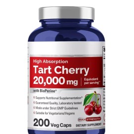 NusaPure Tart Cherry 20,000mg  200  Caps Vegan, Non-GMO & Gluten-Free